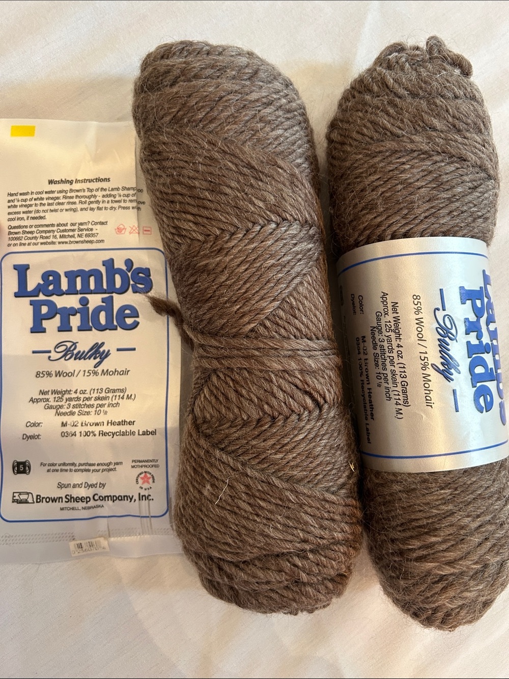 Lamb's Pride Bulky Yarn in Brown Heather - 85% Wool / 15% Mohair